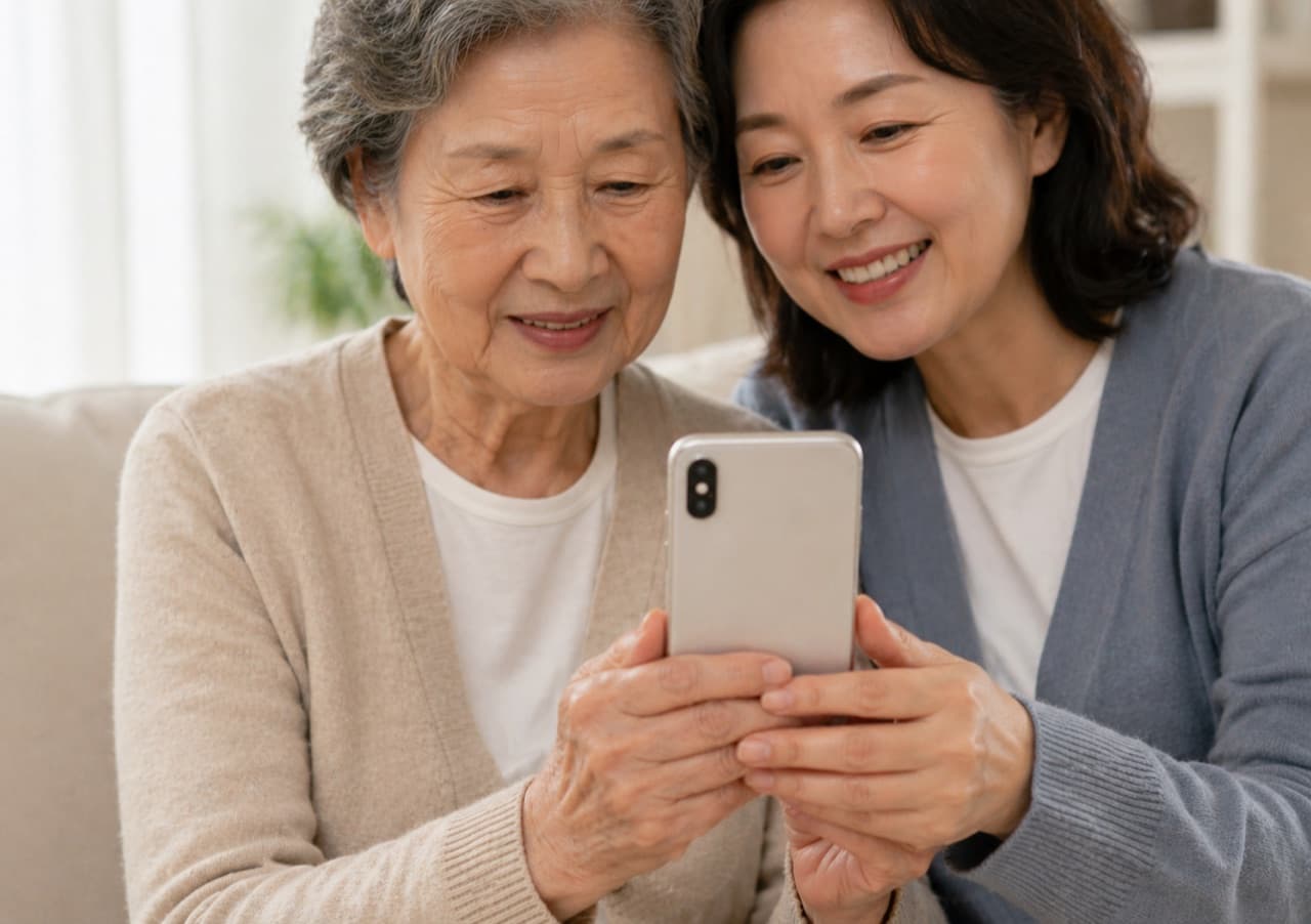 효자손 사용 장면 카톡·메신저 설정이 어려울 때